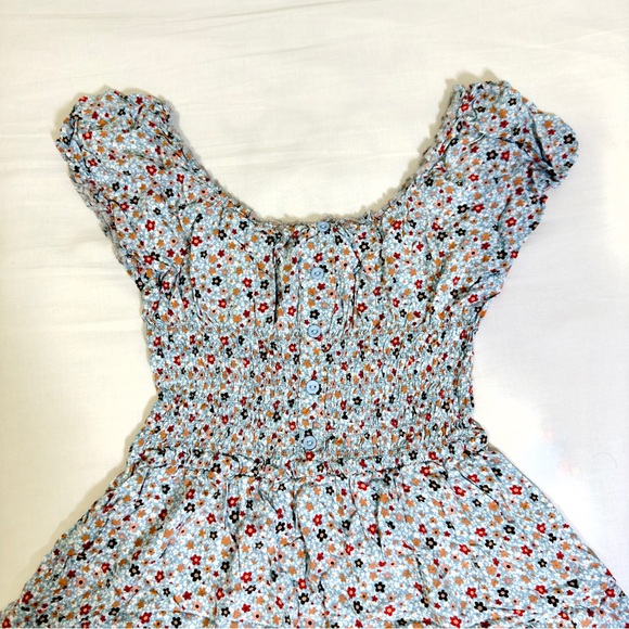 Blue Floral Off the Shoulder Mini Dress - Picture 2 of 5